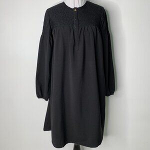 Klai Big Girl Black Button Front Long Sleeve Full Swing Tunic Mini Dress Size 14
